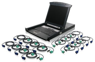 IOGEAR 17 LCD Combo 16 port KVM Switch w/ 16 USB KVM, GCL1816KITU (Switch w/ 16 USB KVM cables & 1 PS/2,)