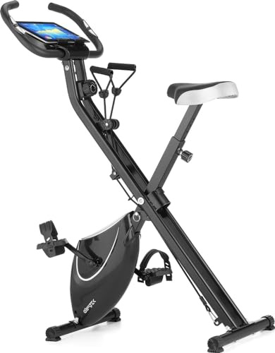Gymtek FX600 Klappbar Magnetischer Heimtrainer Fahrrad für Zuhause bis 120kg, Hometrainer Fahrrad 8 Widerstandsstufen, 4kg Schwungmasse, Ergometer Heimtrainer mit LCD Display