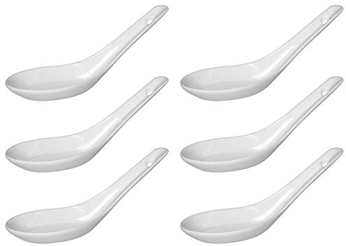 6-TLG. Reislöffel Set aus Porzellan - Suppenlöffel - Löffel - Dessertlöffel - Besteck - Partylöffel - Dessertlöffel - Häppchenlöffel