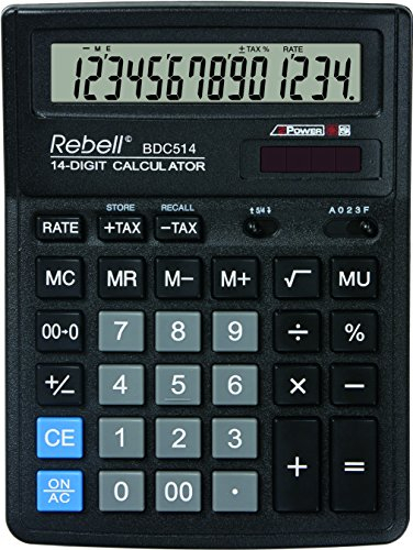 Rebell RE-BDC514 Tischrechner BDC514 14-stelliger, Standardausstattung und angewinkeltem Display, schwarz