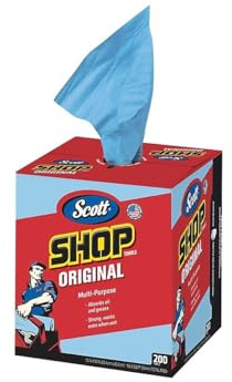 Kimberly-Clark Scott Shop Towels Wipers Blue 200 Wipers/Box 8 Boxes/Carton (75190) (478463)