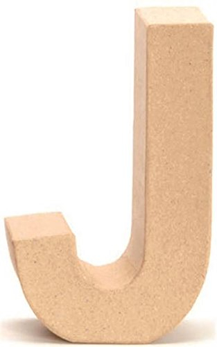 Papp-Buchstabe J 17,5x5,5cm Pappartikel Pappart Bemalen Basteln Dekorieren Braun Pappmaché