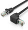 CableCreation Cat6 Networking - Cable LAN acodado 90° (1 m), RJ45 para Ethernet Cat6, Ethernet hacia abajo con inclinación chapada en oro de 50, color negro