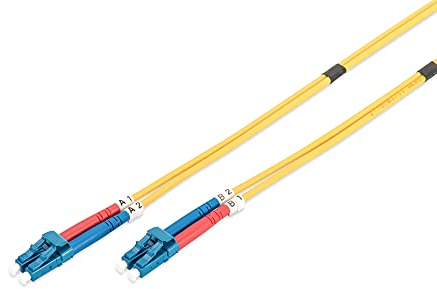 DIGITUS LWL Patch-Kabel OS2 - 2 m LC auf LC Glasfaser-Kabel - LSZH - Duplex Singlemode 09/125µ - 10 GBit/s - Gelb