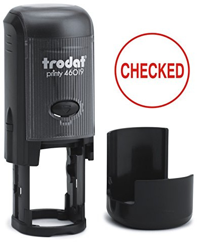Trodat Printy Word Stamp Self Inking - Checked - Reinkable Red Ref 54292 | Self-inking stamp for fast, clear and repeatable impressions on office, business and administrative paperwork