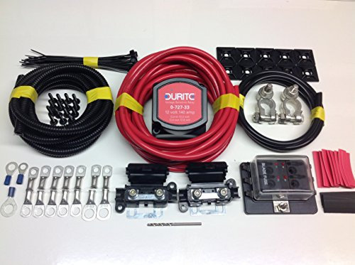 8mtr Pro Split Charge Kit 12v 140a Durite VSR + Battery Terminals + Fuse Box SCKD118P