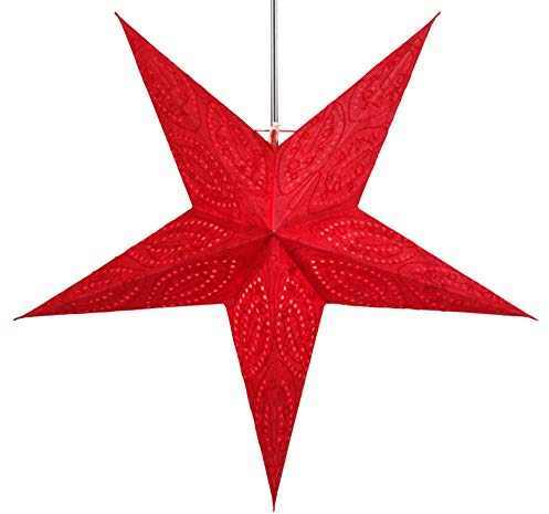 GURU SHOP Faltbarer Advents Leucht Papierstern, Weihnachtsstern 60 cm - Mercury Rot, Papiersterne 60 cm