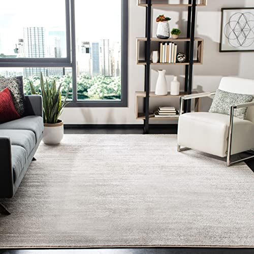 SAFAVIEH Modern Teppich für Wohnzimmer, Esszimmer, Schlafzimmer - Adirondack Collection, Kurzer Flor, Elfenbein und Silber, 155 X 229 cm