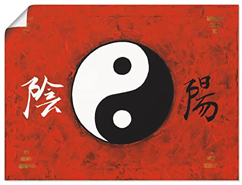 ARTLAND Wanddeko Poster & Kunstdrucke Wandposter A. S. Yin & Yang Statement Bilder Zeichen Malerei Rot A3ME
