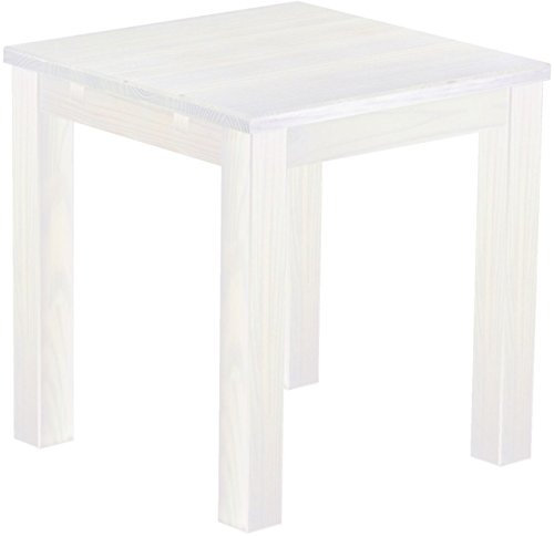 Esstisch Rio Classico 73x73 cm Pinie Weiß Holz Pinie Massivholz Esszimmertisch Echtholz ausziehbar vorgerichtet für Ansteckplatten Brasilmöbel