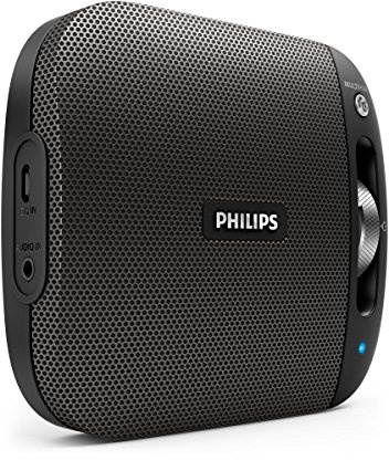 PHILIPS BT2600B Enceinte Bluetooth Portable Résistante aux Eclaboussures, Filtre Anti Distorsion, Facile à Utiliser, Noir