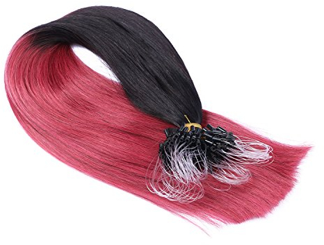 Micro-Ring/Loop Hair Extensions (#1B/BURG OMBRE - 50 cm - 150 Strähnen - 1g) 100% Remy Echthaar Haarverlängerung Micro Ring Remy Qualität, ganz leicht einzusetzen - by Haar-Profi