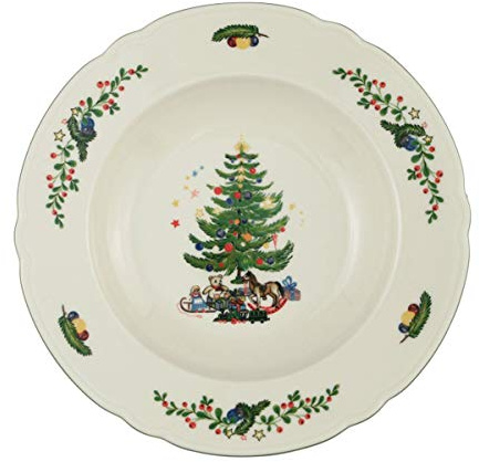 Seltmann 001.291530 Weiden Marie-Luise Porzellan Suppenteller, Weihnachten, Rund mit Relief, 43607 Dekor, Grün, 0.33 L Kapazität, 5.30cm Höhe, 23cm Durchmesser