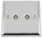 TV Coaxial Aerial Socket Double 2 Gang - Victorian - Polished Chrome - White Insert