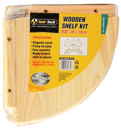 Tool Tech 30 x 30cm Pine Wood Corner Shelf