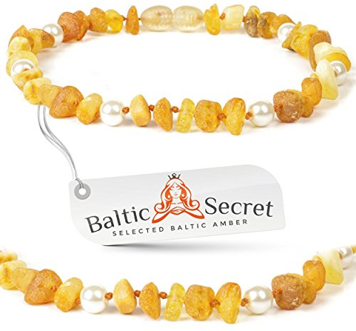 Bernsteinkette Hund, Bernsteinhalsband Hunde mit Perlen Katze & Hunde, Baltischer Bernstein roh (26 cm)