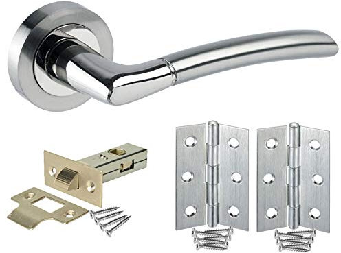 Duo Chrome Door Handle Pack with Latch and Hinges H750024D HL1