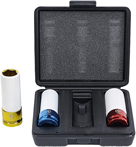 BGS Diy 7310 | Juego de vasos de impacto con protector de plástico | 12,5 mm (1/2) | 17 - 19 - 21 mm | 3 piezas