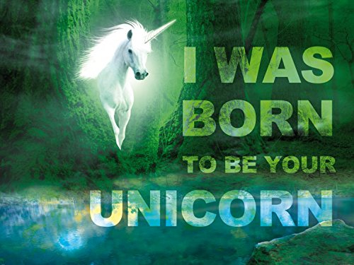 1art1 Einhörner I was Born to Be Your Unicorn, Grüner Zauberwald, 2-Teilig Fototapete Poster-Tapete 240x180 cm