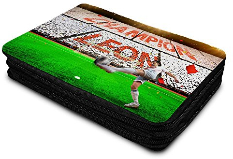 Schul-Etui mit Namen Leon - Motiv Fußball - Federmappe, Stiftebox, Schüleretui, Etui, Schulbeginn