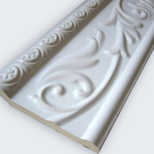 Mosafil Keramik Wand Fliesenbordüre Weiß Glänzend 10x30cm Bad Küche Dusche Strukturiert