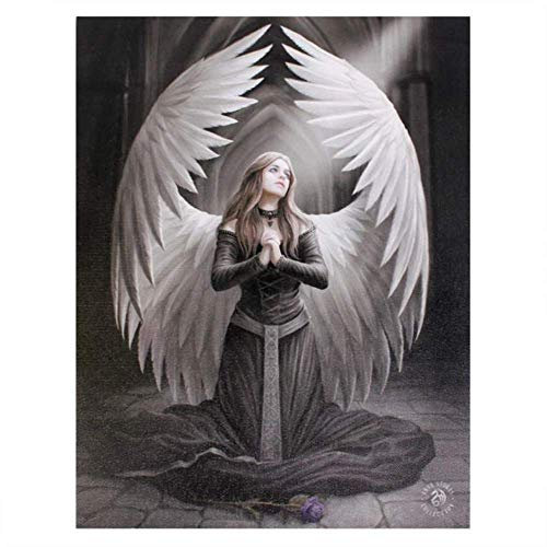 Fantastisches Anne Stokes Design - Prayer For The Fallen - Eine gotische Engel kniend und betend - Leinwand Bild auf Bild-Wand-Plakette / Wand Kunst