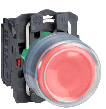 Schneider Electric Harmony XB5 - Booted Push Button Switch, Plastic, Spring Return, 1NO, 22 mm Mount, Unmarked, Projecting Operator Profile, XB5AP42, Red