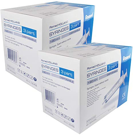 Romed Medical Einmalspritzen Einwegspritzen 3-parth (Spritze 20 ml, Menge: 100 Stück)