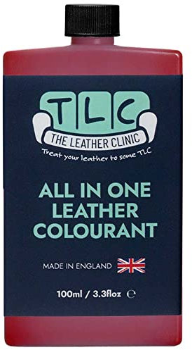 The Leather Clinic All in One Leather Colourant | Self Seal Leather Dye Repair Paint | Recolour Furniture, Sofas, Car Seats (Red, 100ml)