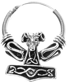 NKlaus Single 925 STERLING SILVER Celtic Bali Earring Creole 16mm Ram Hammer 7064