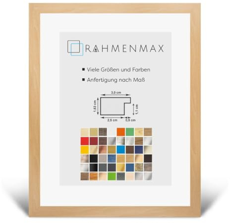 Morena MDF Rahmen für Bild 24x34cm Buche Dekor mit Acrylglas | zum Aufhängen Hoch- und Querformat/Maßanfertigung möglich/Puzzle Rahmen/mit 1mm klarem Acrylglas