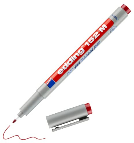 edding 152 M non-permanenter Folienschreiber - rot - 1 Stift - Rundspitze 1 mm - Stift zum Schreiben auf Glas, Kunststoff, Folien und glatten Oberflächen - schnelltrocknend, mit Wasser korrigierbar