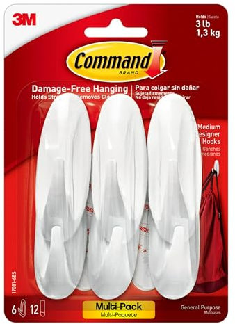 Command Designer Hooks, Medium, White, 6-Hooks (17081-6ES)