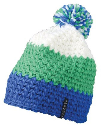 Myrtle Beach Damen Hakelmütze mit Bommel, aqua/lime-green/white, One size, MB7940 aqli