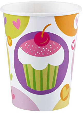 Amscan 997211 - 8 Becher Cupcake Papier 250 ml, Geschirr