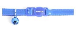 Ancol Gloss Reflective Cat Collar with Safety Buckle. Red, Blue, Silver (Blue)