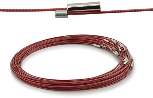 WEBandBUY 5 Halsreifen aus Edelstahl Magnetverschluss Länge ca. 50 cm Hellbordeaux