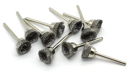 TEMO 10 pc Stainless Steel Bristle 1/2 Inch Cup Wire Brush 1/8 Inch Shank for Dremel Rotary Tools