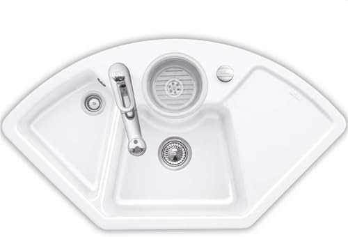 Villeroy & Boch Solo Eck Snow White - 6708 02 KG Keramikspüle Exzenterbetätigung