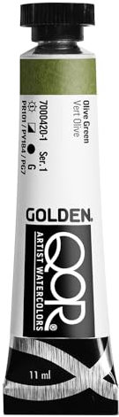 GOLDEN QoR Artist Watercolors, Olive Green, 11 ml Tube