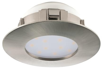EGLO LED Einbaustrahler Pineda, Spot aus Kunststoff | Einbauleuchte in Silber, Einbauspot flach, Ø 7,8 cm