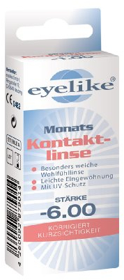 Eyelike Monatskontaktlinse, -6.00 Dioptrien, 1 Stück