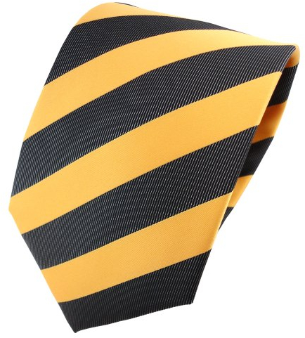 TigerTie Designer Krawatte in gelb goldgelb anthrazit schwarz gestreift