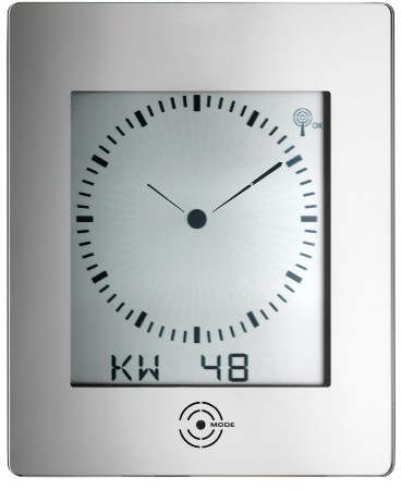 TFA Dostmann Dialog Reflex Digitale Funk-Wanduhr, 60.4507, mit analogem Zifferblatt, Raumklima, mit Sensortasten, Silber