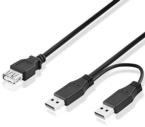 30cm Y 2.0 USB Kabel Verteiler Splitter Weiche, 2 USB A-Stecker männlich auf 1 USB A-Buchse Kupplung weiblich, High Speed, Schwarz