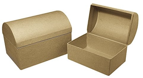 RAYHER HOBBY Rayher Pappmaché Box, 18 x12 x12,5 cm, Pappmaché-Truhe mit Deckel, FSC zertifiziert, Schatztruhe zum Gestalten und Dekorieren, 71752000, Rot