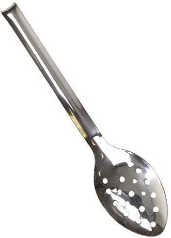 Vogue Long Perforated Slotted Spoon with Hook 12 - Serving Kitchen Utensil, Cooking Strainer L670