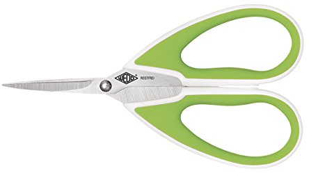 Wedo 9754060 Allround Bastelschere Comfortline, rostfreier Edelstahl, 15 cm, spitze Scherenblätter, mit Spezialschliff Softgriff) apfelgrün/weiß