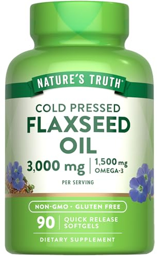 Nature's Truth Flaxseed Oil Softgels | 90 Count | Cold Pressed, Non-GMO & Gluten Free Supplement