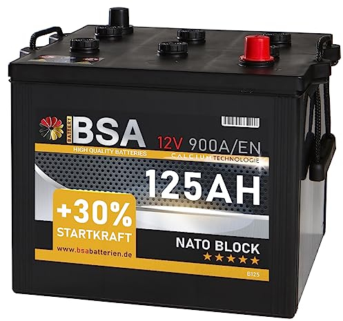 LKW Batteie 125Ah 900A/EN 12V NATO Block Starterbatterie Unimog Panzer Bundeswehr 110AH …